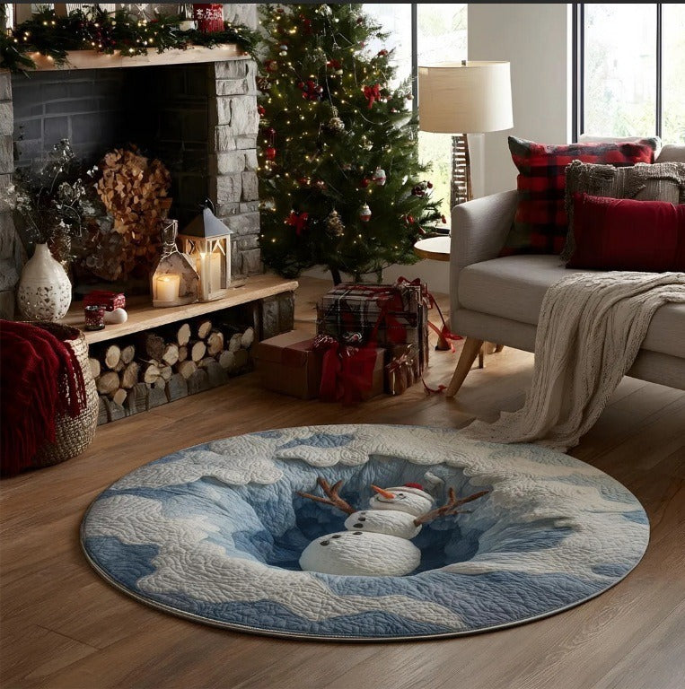 🌟🎄Christmas 3D Stereoscopic Visual Round Floor Mat