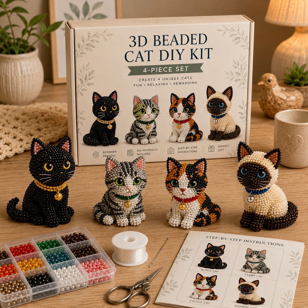🐱✨ Create Your Own 3D Beaded Christmas Cats | Beginner-Friendly DIY Kit🎁Buy 2 | FREE Shipping