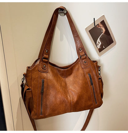 Women's Studded Shoulder Handbag – Large Capacity PU Leather Tote Purse