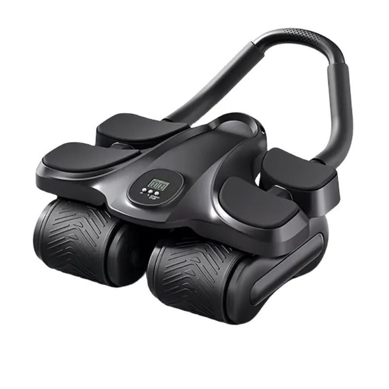 Ab Wheel Roller with Automatic Rebound – 4-Wheel Core Trainer with Timer, Phone Holder & Knee Pad