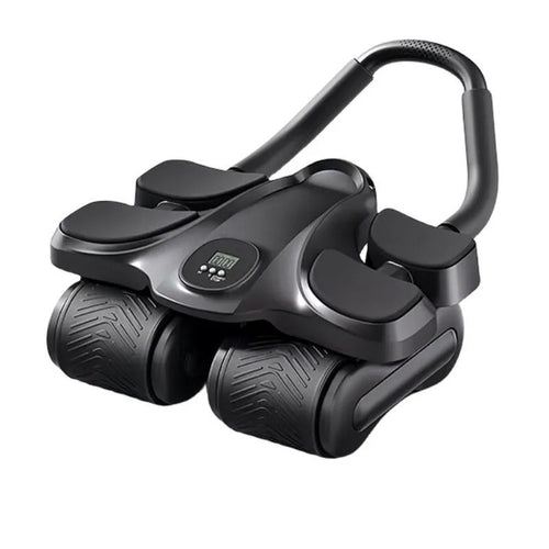 Ab Wheel Roller with Automatic Rebound – 4-Wheel Core Trainer with Timer, Phone Holder & Knee Pad