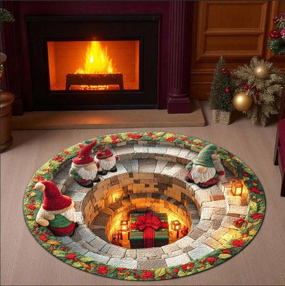 🌟🎄Christmas 3D Stereoscopic Visual Round Floor Mat