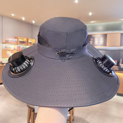 Solar Fan Hat with Wide Brim for Sun Shade