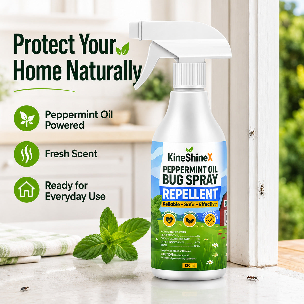 KineShineX Peppermint Essential Oil Insect Repellent Spray