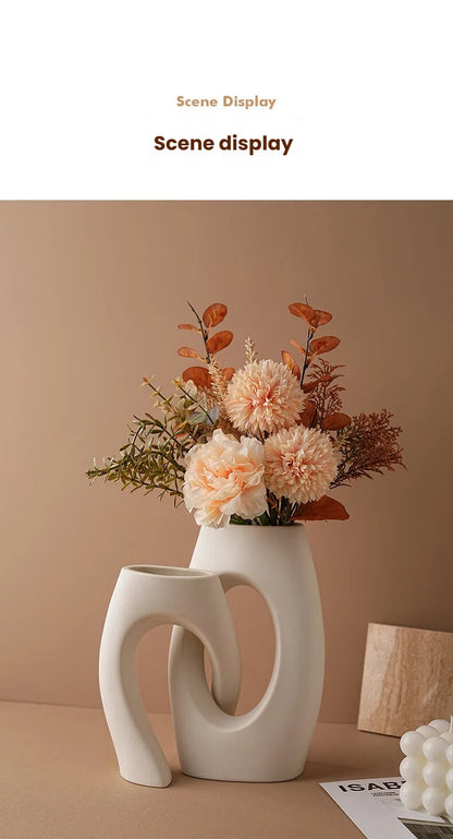 Ceramic Art Vase with High-end Sense, Floral Arrangement Ornament and Vessel