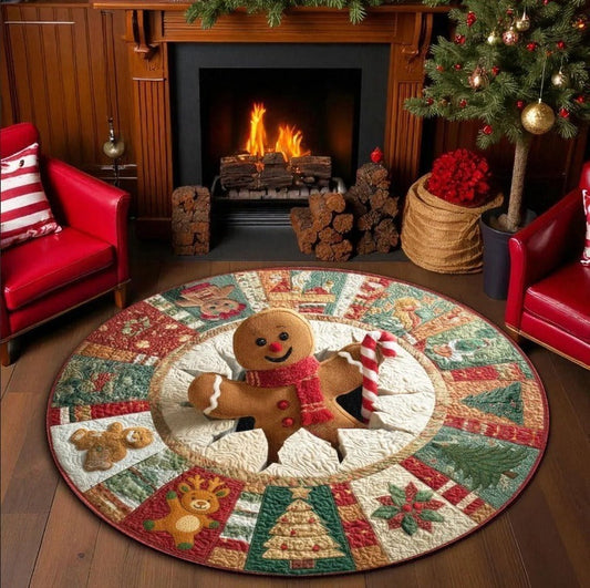🌟🎄Christmas 3D Stereoscopic Visual Round Floor Mat