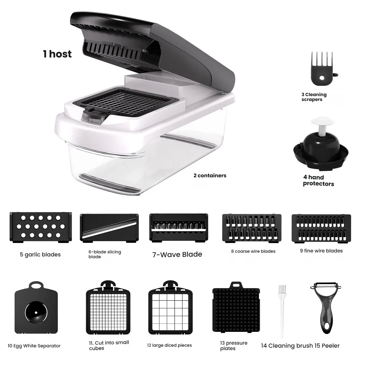 15-in-1 Vegetable Chopper with Container | Multifunctional Food Cutter