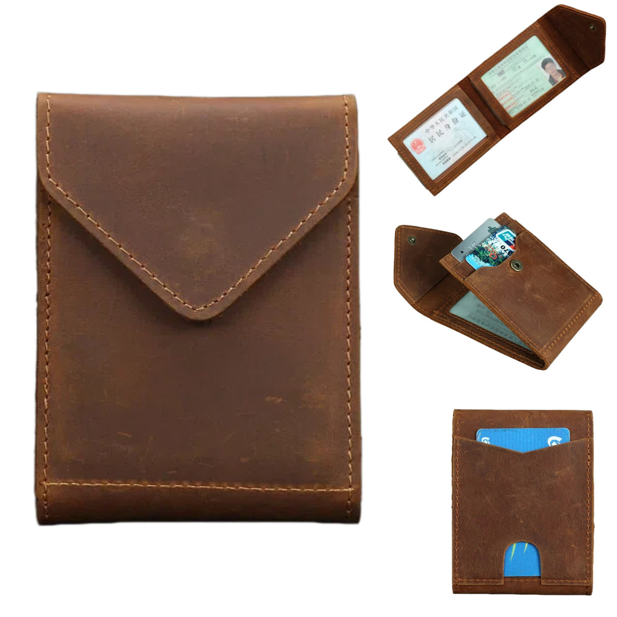 👝 Compact Leather Envelope Wallet – Slim Card & Cash Organizer
