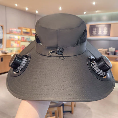 Solar Fan Hat with Wide Brim for Sun Shade