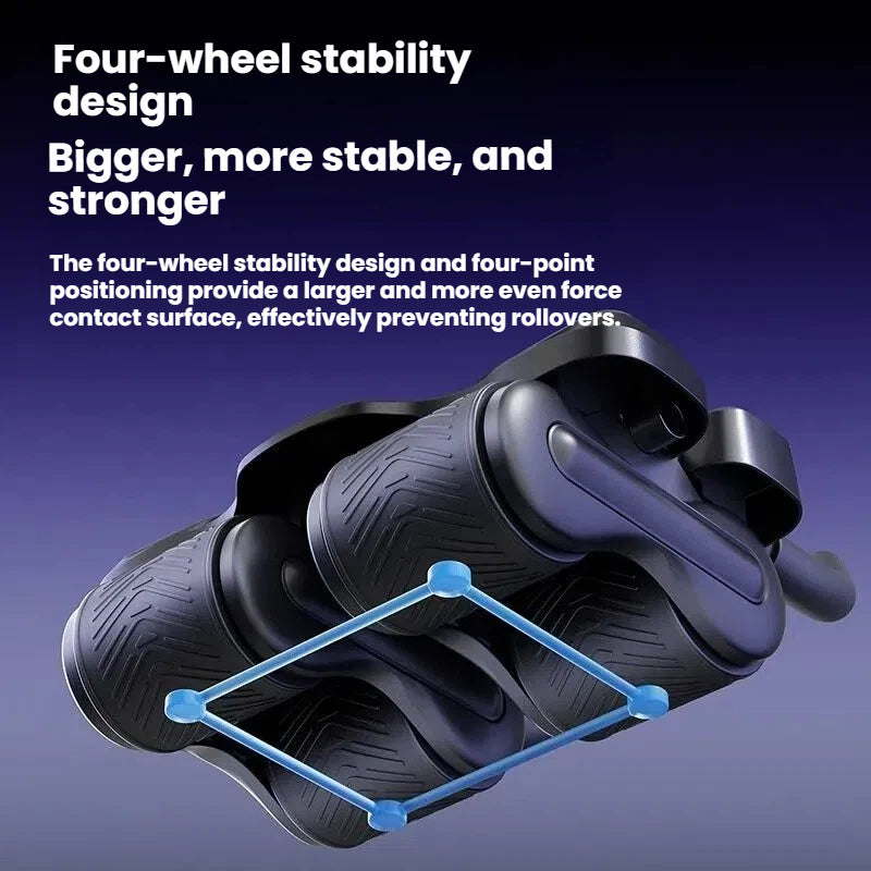 Ab Wheel Roller with Automatic Rebound – 4-Wheel Core Trainer with Timer, Phone Holder & Knee Pad