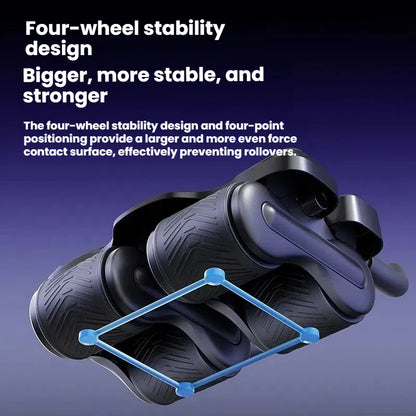 Ab Wheel Roller with Automatic Rebound – 4-Wheel Core Trainer with Timer, Phone Holder & Knee Pad