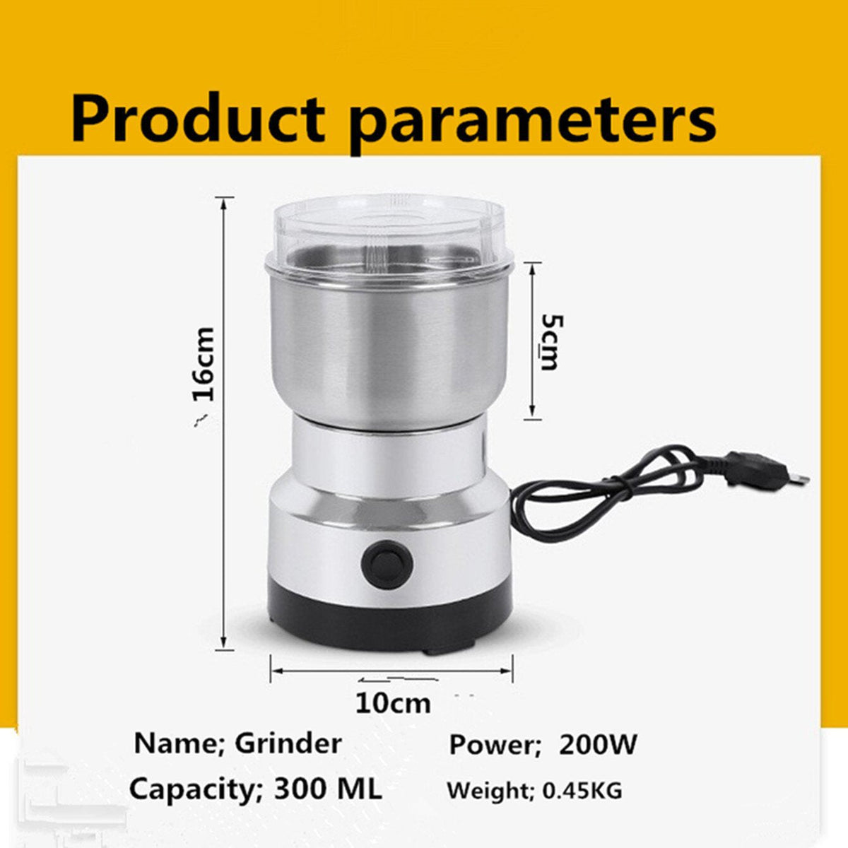 🌿 Stainless Steel Dry Ingredient Grinder – Fast Grinding for Spices, Grains & Coffee ✨