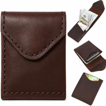 👝 Compact Leather Envelope Wallet – Slim Card & Cash Organizer