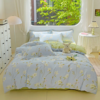 🌸 Sleep in Bloom，100% pure cotton four-piece bed sheet and quilt cover set