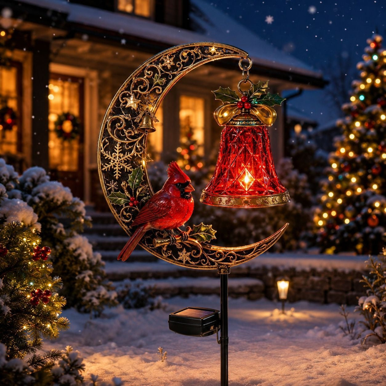 Christmas crescent moon garden stake placement ideas