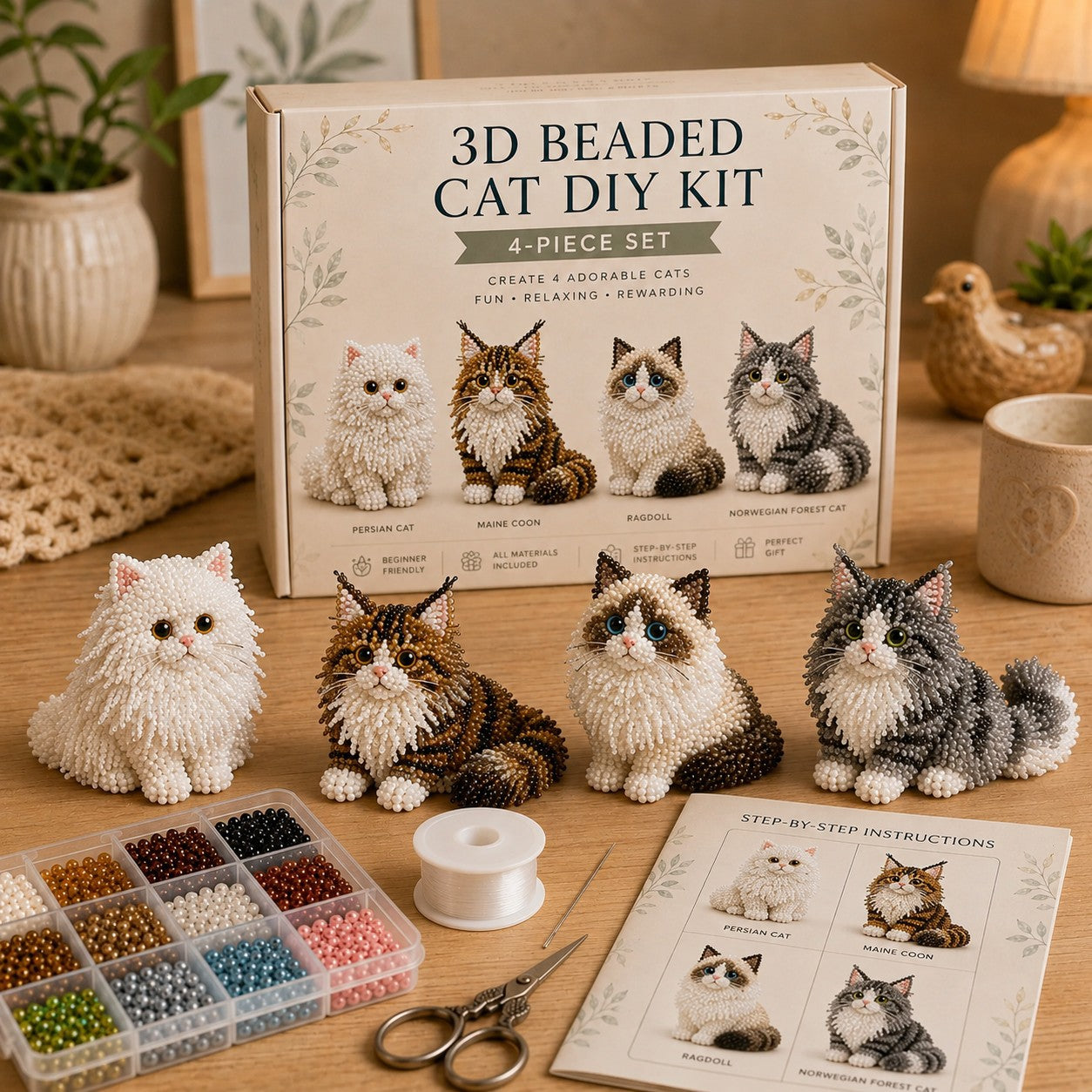 🐱✨ Create Your Own 3D Beaded Christmas Cats | Beginner-Friendly DIY Kit🎁Buy 2 | FREE Shipping