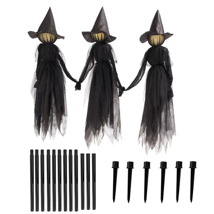🧙♀️ 3 Pack Voice Control Light-Up Holding Hands Witch Decor