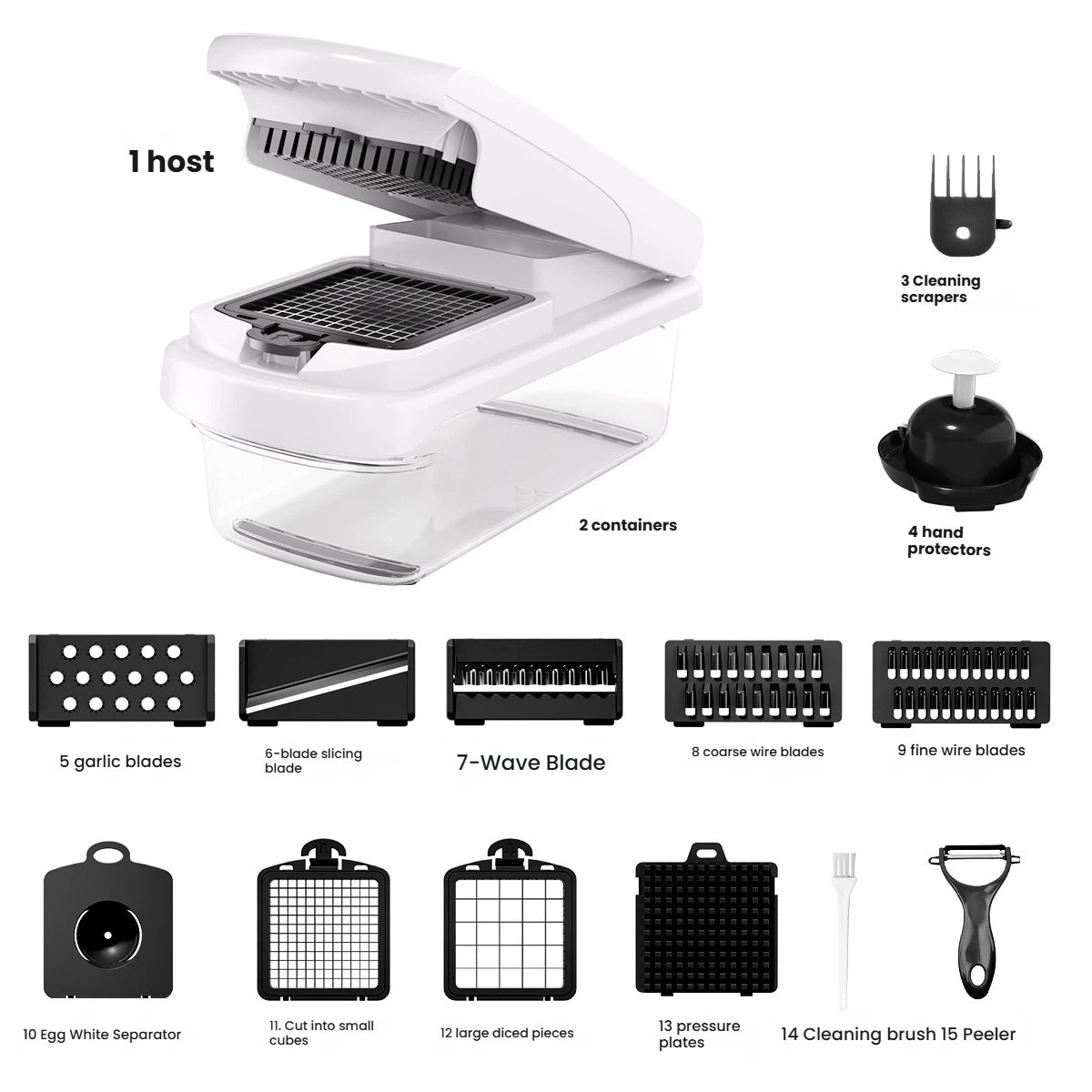 15-in-1 Vegetable Chopper with Container | Multifunctional Food Cutter