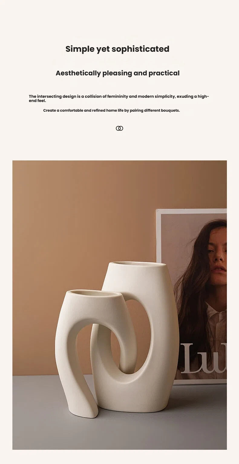 Ceramic Art Vase with High-end Sense, Floral Arrangement Ornament and Vessel