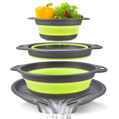 Collapsible Colanders 3-Pack Sturdy Kitchen Strainer Set