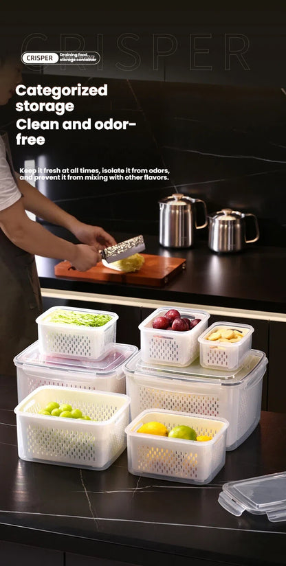 ✨ Keep Food Fresh Up to Longer! 🍓 KEMETHY 10 Pack Fruit Storage Containers with Colanders 🥬 BPA-Free Produce Saver Set 💧 Leakproof Fridge Organizer for Fruits, Vegetables, Berries, Salad, Meat & More 🏡