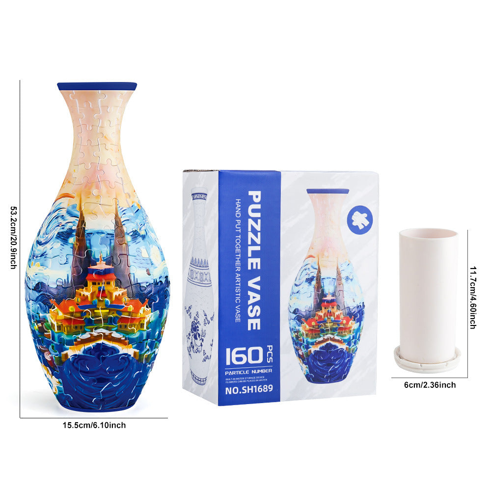 3D Monarch Danaus plexippus And Flowers Series Puzzle Vase - (160 Pieces)
