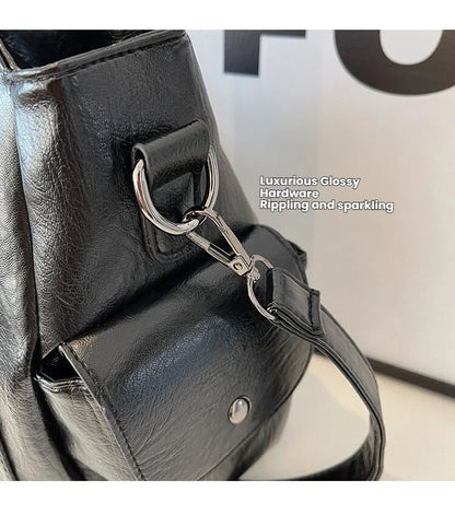 Women's Studded Shoulder Handbag – Large Capacity PU Leather Tote Purse
