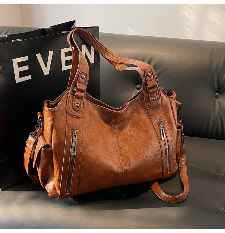 Women's Studded Shoulder Handbag – Large Capacity PU Leather Tote Purse