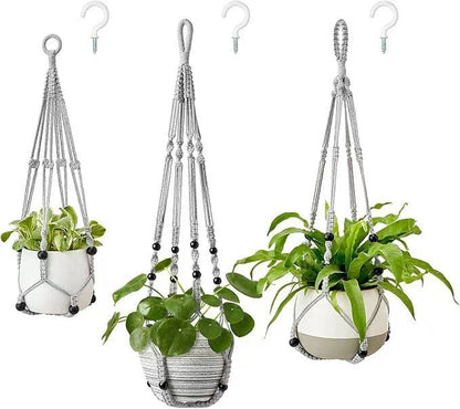 Boho Jute Macrame Plant Hanger 🌿 Hand-Woven with Wooden Beads | Indoor & Outdoor Decor