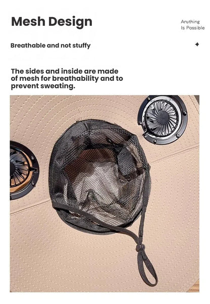 Solar Fan Hat with Wide Brim for Sun Shade