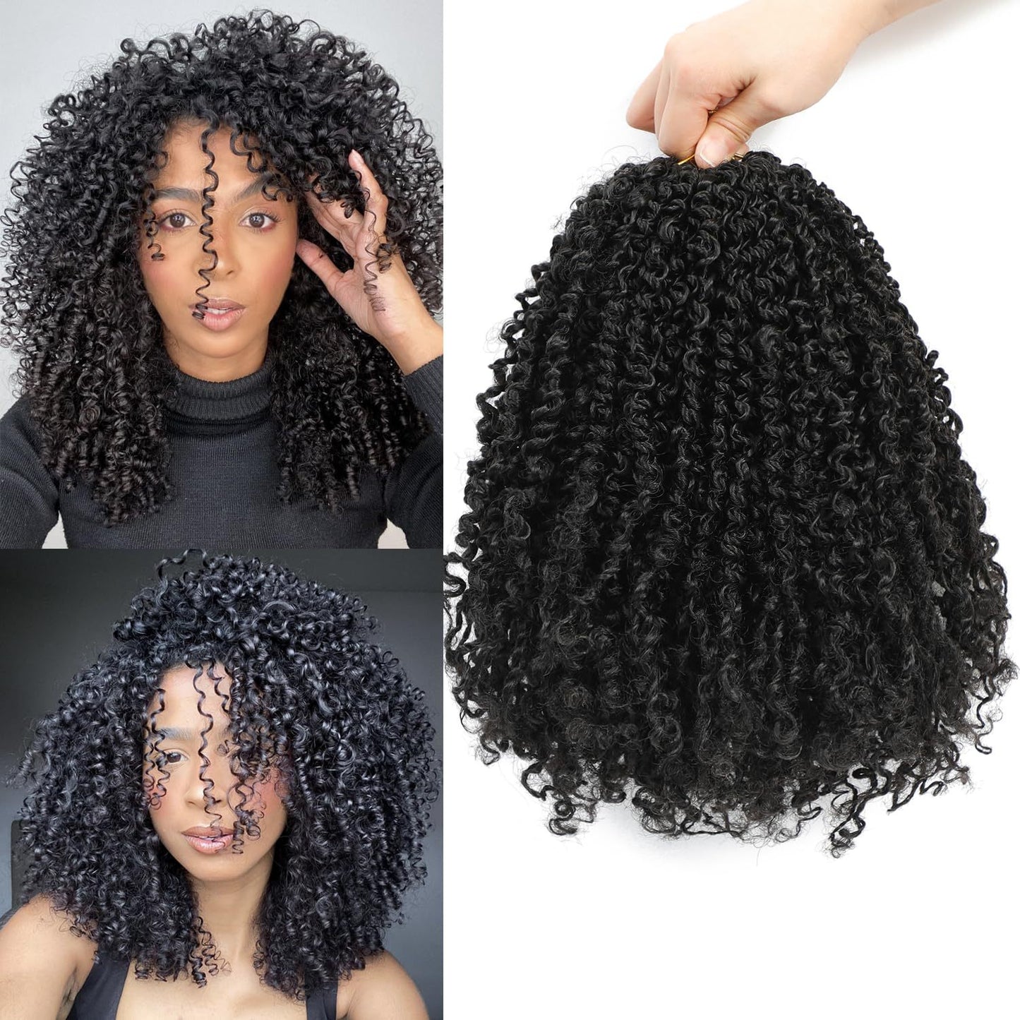 QVR Burmese Curly Crochet Hair Natural Black Machine Made Feather Crochet Human Hair Extension