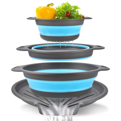 Collapsible Colanders 3-Pack Sturdy Kitchen Strainer Set