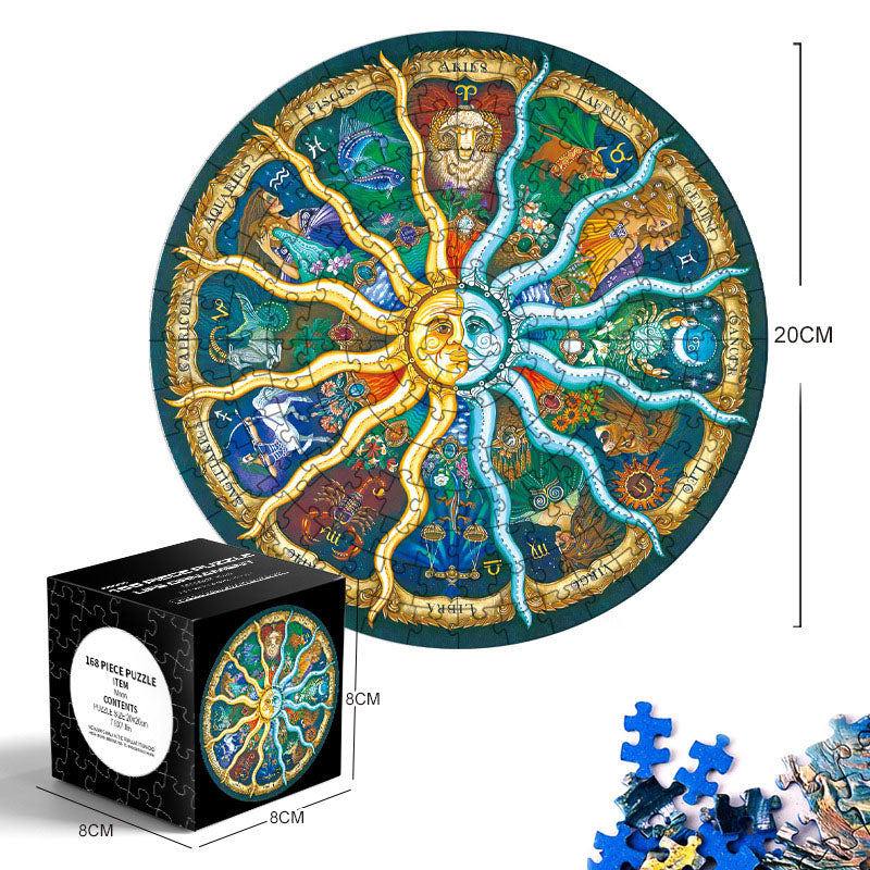 Mini Blue Cardstock Round Puzzle - Creative Toy for Both Adults and Kids