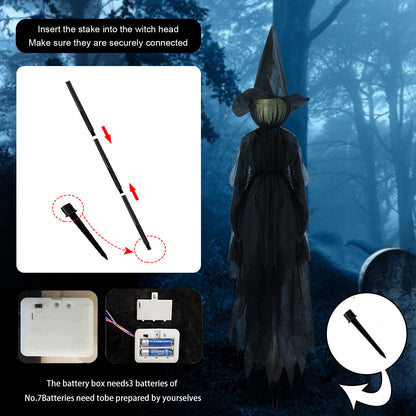 🧙♀️ 3 Pack Voice Control Light-Up Holding Hands Witch Decor