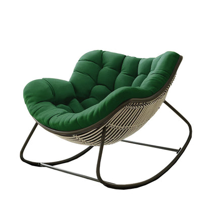 Oversized Papasan Rocking Chair with Thick Cushion, Metal Frame for Indoor & Outdoor