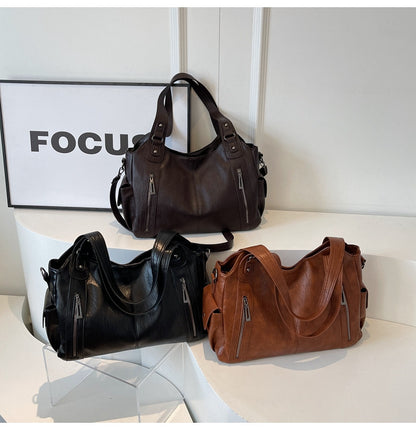 Women's Studded Shoulder Handbag – Large Capacity PU Leather Tote Purse