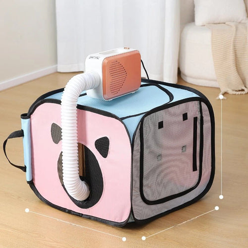 🐾 Foldable Pet Drying Box | 360° Dual Airflow | Scratch-Resistant | Cozy Pet Spa for Cats & Small Dogs