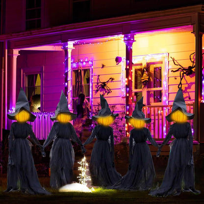🧙♀️ 3 Pack Voice Control Light-Up Holding Hands Witch Decor