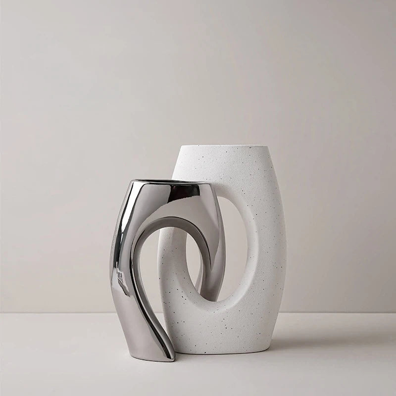 Ceramic Art Vase with High-end Sense, Floral Arrangement Ornament and Vessel