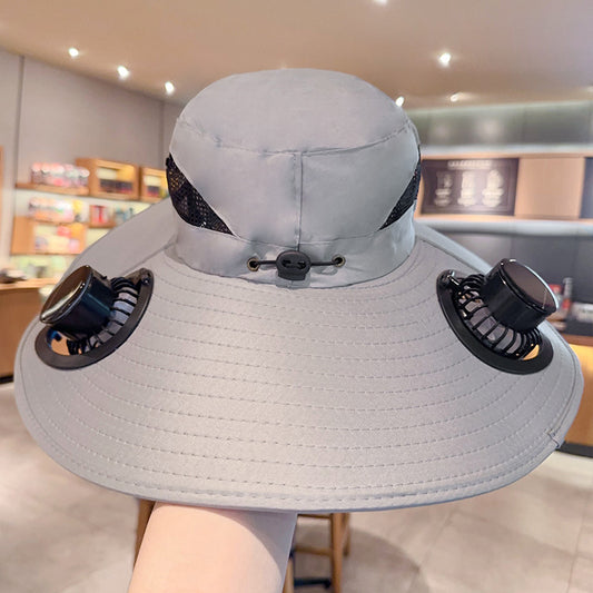 Solar Fan Hat with Wide Brim for Sun Shade