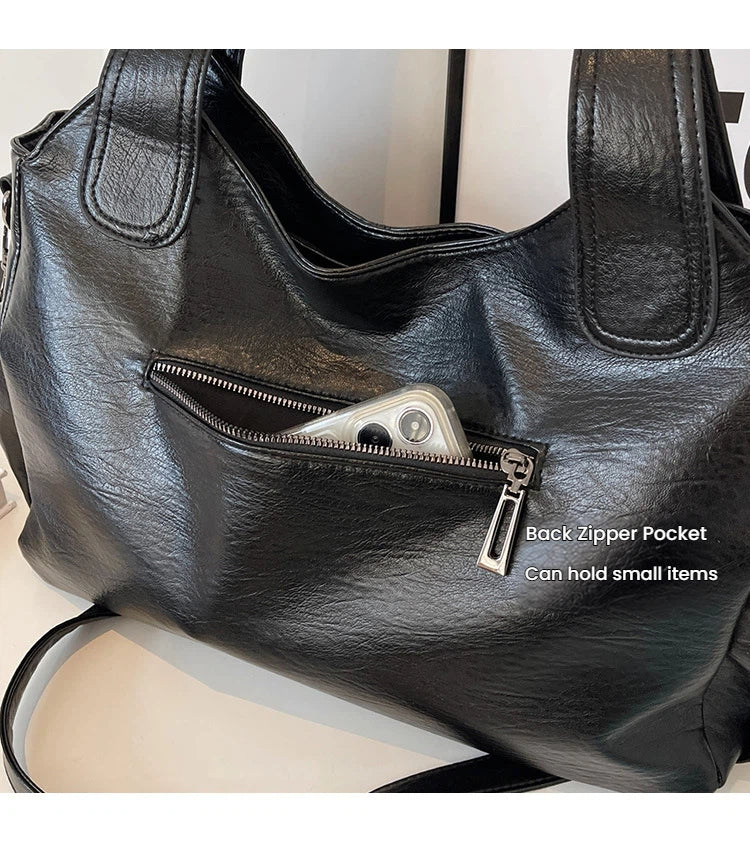 Women's Studded Shoulder Handbag – Large Capacity PU Leather Tote Purse