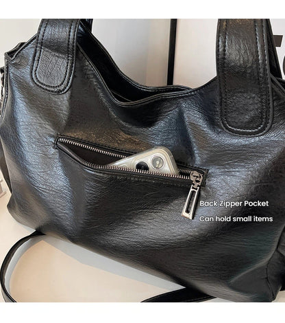 Women's Studded Shoulder Handbag – Large Capacity PU Leather Tote Purse