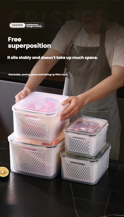✨ Keep Food Fresh Up to Longer! 🍓 KEMETHY 10 Pack Fruit Storage Containers with Colanders 🥬 BPA-Free Produce Saver Set 💧 Leakproof Fridge Organizer for Fruits, Vegetables, Berries, Salad, Meat & More 🏡