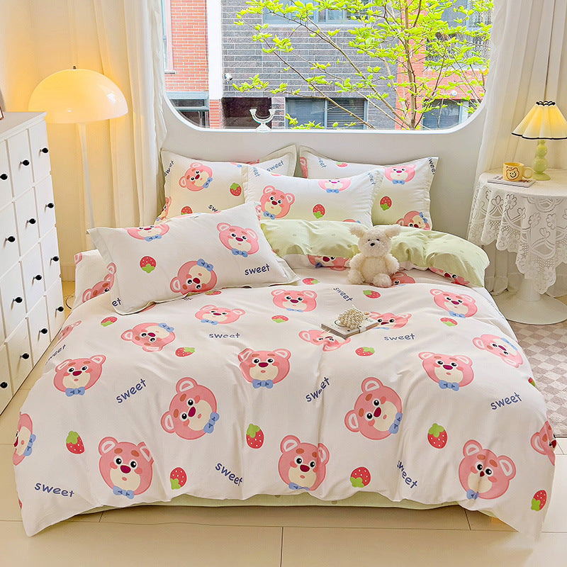 🌸 Sleep in Bloom，100% pure cotton four-piece bed sheet and quilt cover set