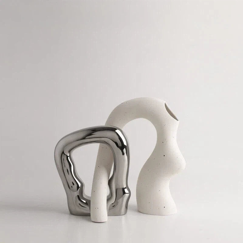 Ceramic Art Vase with High-end Sense, Floral Arrangement Ornament and Vessel