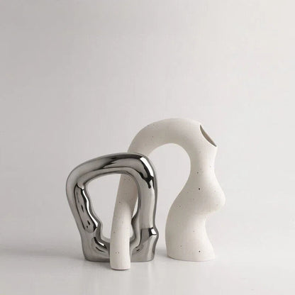 Ceramic Art Vase with High-end Sense, Floral Arrangement Ornament and Vessel