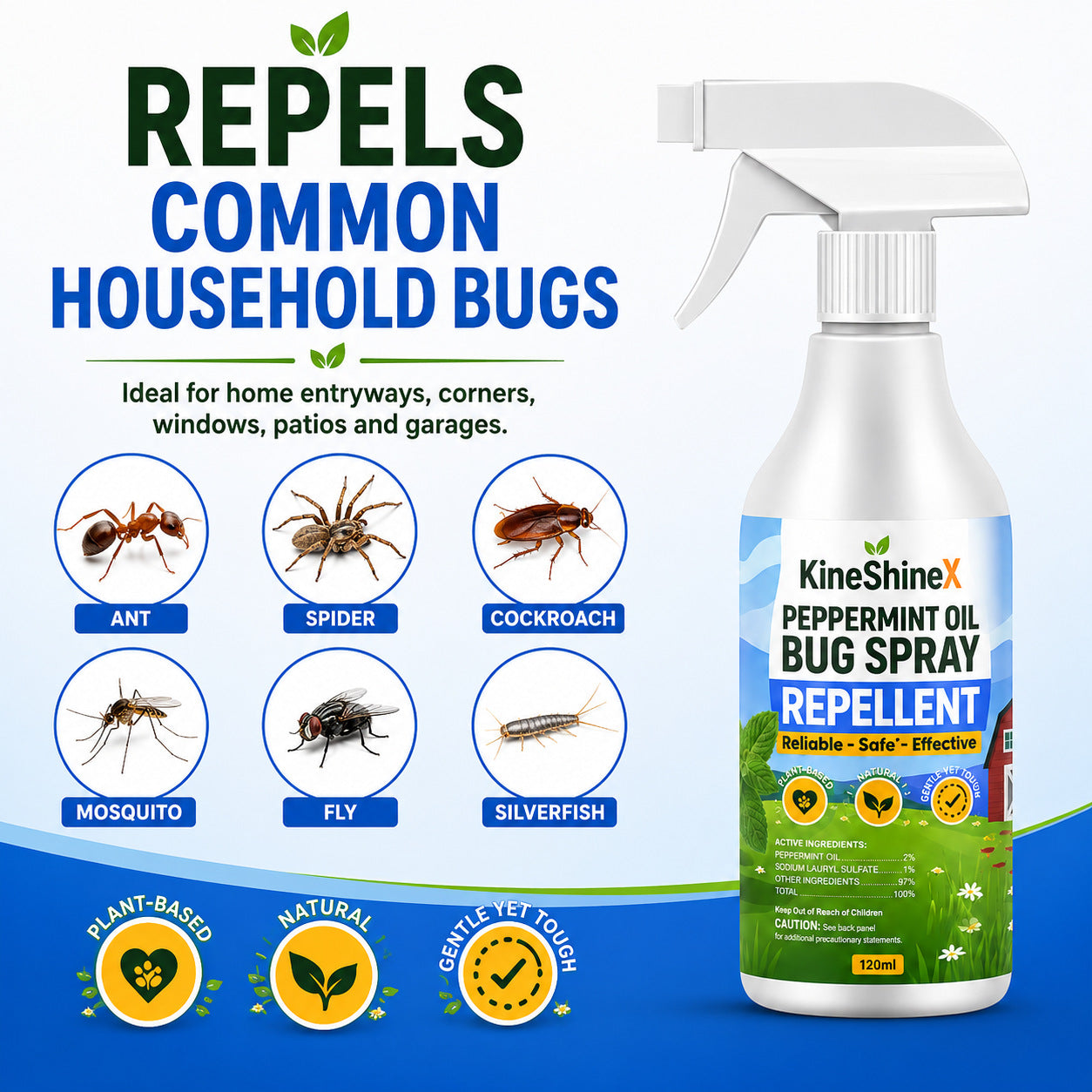 KineShineX Peppermint Essential Oil Insect Repellent Spray