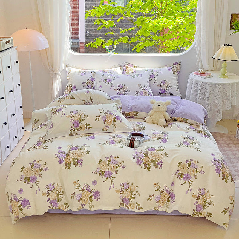 🌸 Sleep in Bloom，100% pure cotton four-piece bed sheet and quilt cover set