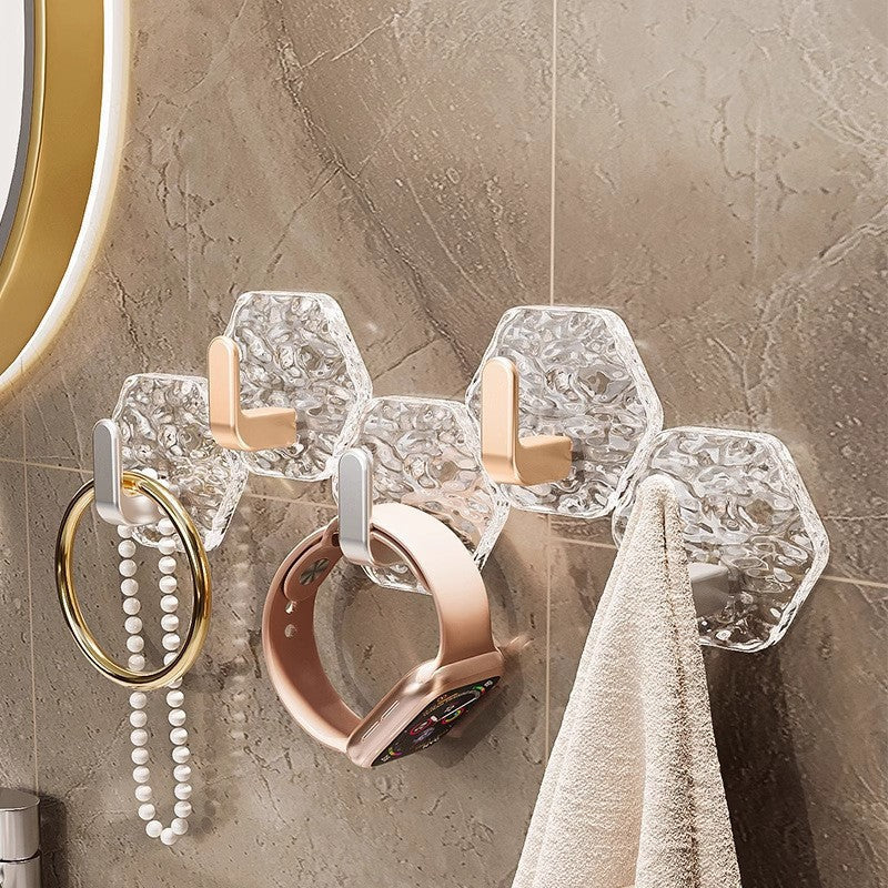 No Drill Wall Hooks Set - Waterproof Self Adhesive Hooks for Bathroom, Kitchen, Towels, Keys & Everyday Storage