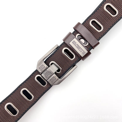 Trendy Men’s Canvas Belt with Pin Buckle